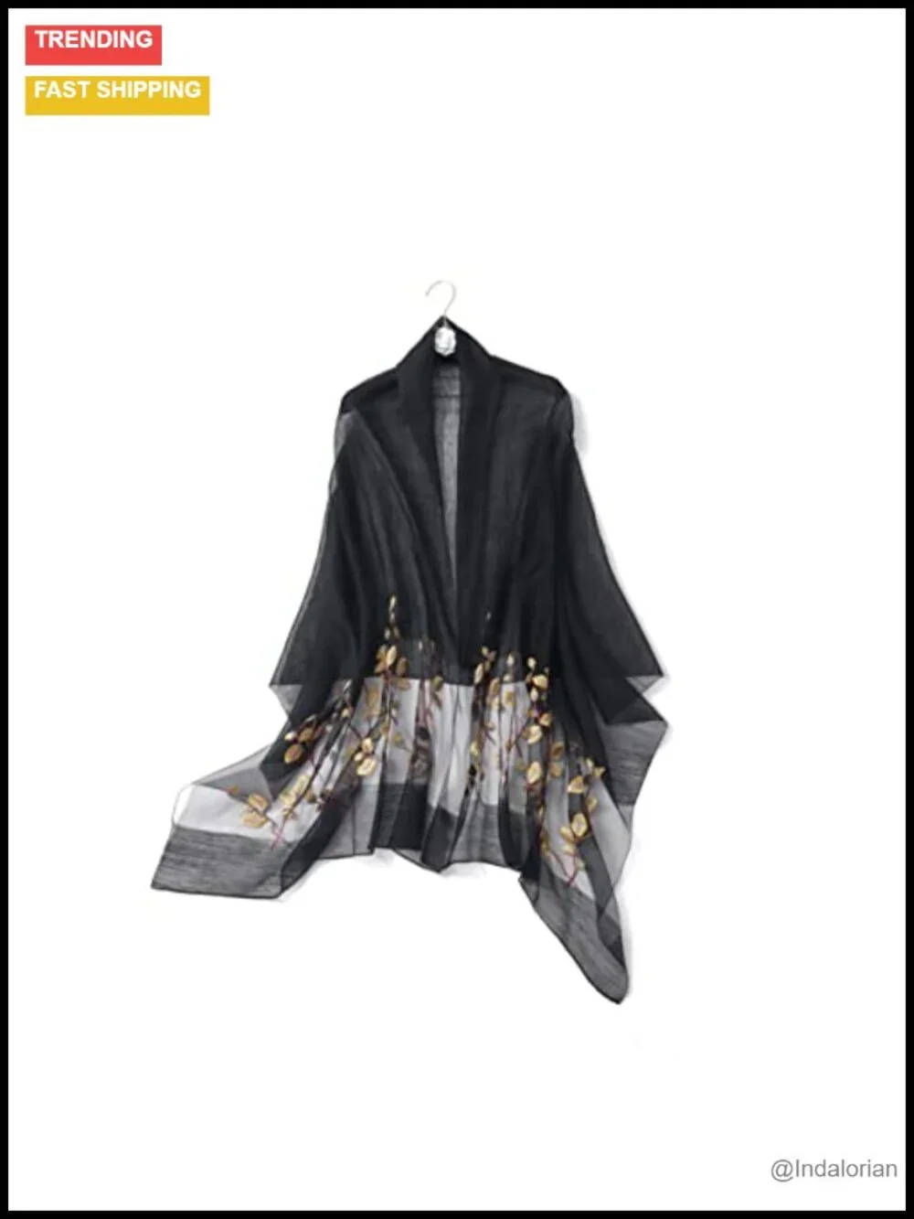 Silk & Wool Blend Embroidered Shawl Wrap Scarf for Evening Dress